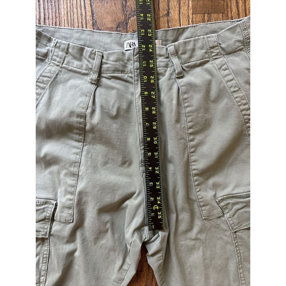 Zara Cargo Pants Women SZ 31 Olive Green Baggy Wide Leg Utility Y2K Military 90s - Picture 10 of 13